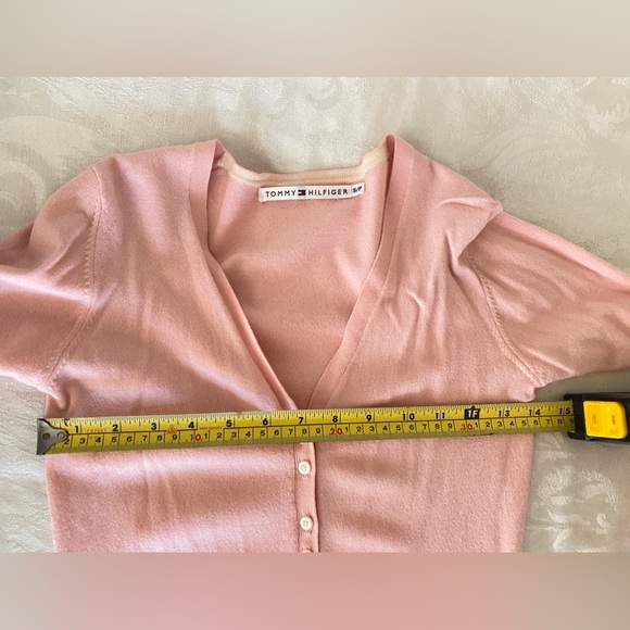 Tommy Hilfiger petite women's Pink long sleeves button down Cardigan. S/P - Picture 4 of 10